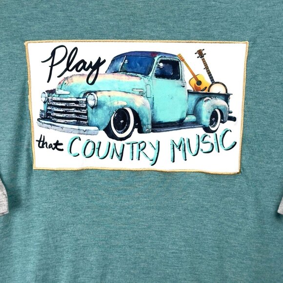 Southern Grace Wanderer Raglan Tee Adults XL "Play That Country Music" Graphic - Picture 3 of 10